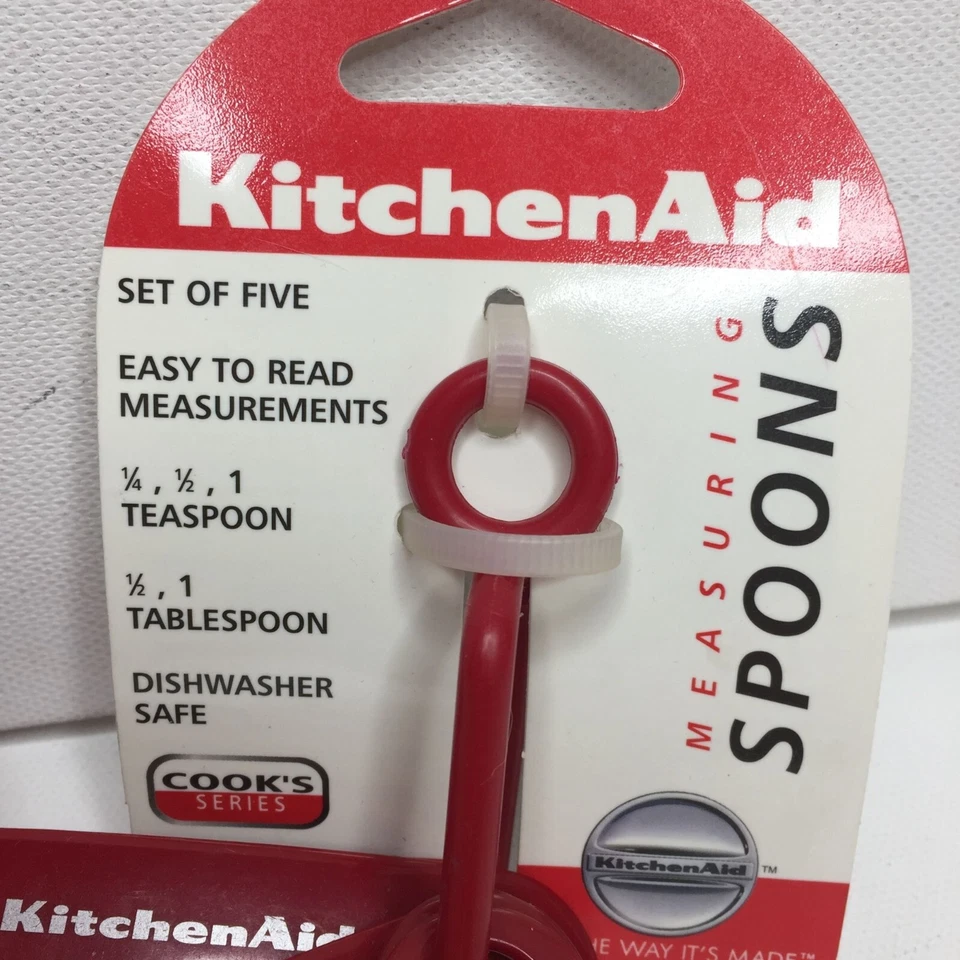 KitchenAid Set of Five Measuring Spoons Red Cooking Baking Food Yum Kitchen Aid - Image 3 of 4