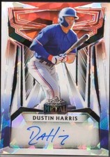 DUSTIN HARRIS 2023 Leaf Metal RC AUTO Red White Blue Crystals SP #1/1 of Rangers
