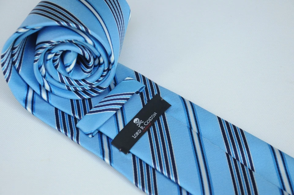 Corbata Lord R Colton Studio - Corbata tejida a rayas azules Riviera NUEVA 56 x 3,25 Foto 3 de 3
