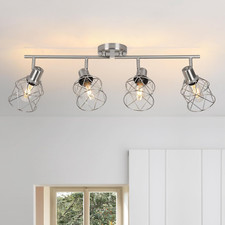 Modern 4-Light Track Lighting Kit, Rotatable Brushed Nickel Ceiling Fixtures