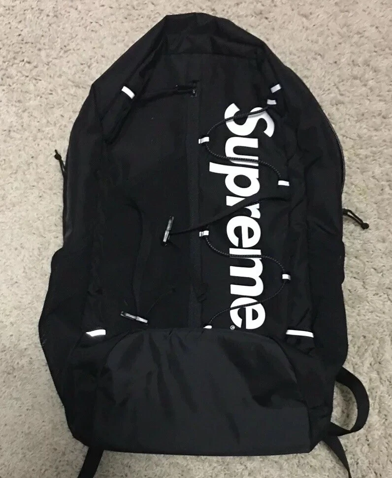 SAC À DOS SUPREME SS17 LOGO BOÎTE NOIRE 100 % AUTHENTIQUE 