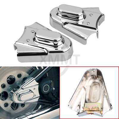 Pair Chrome Phantom Rear Axle Covers For Harley Softail Springer