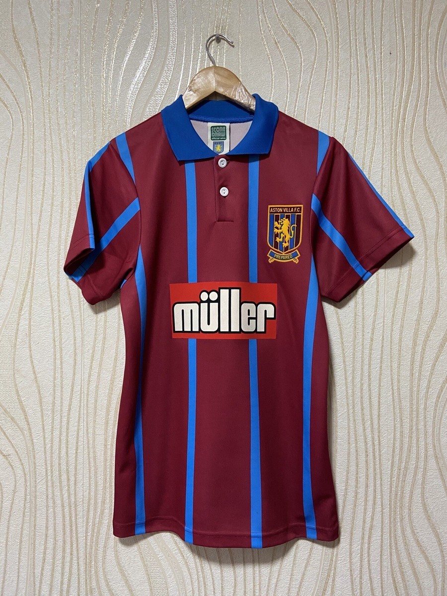 ASTON VILLA 90s HOME FOOTBALL SHIRT SOCCER JERSEY SCORE DRAW
