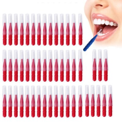 100Pcs Dental Orthodontic Oral Floss Interdental Brush Toothpick Teeth Cleaning