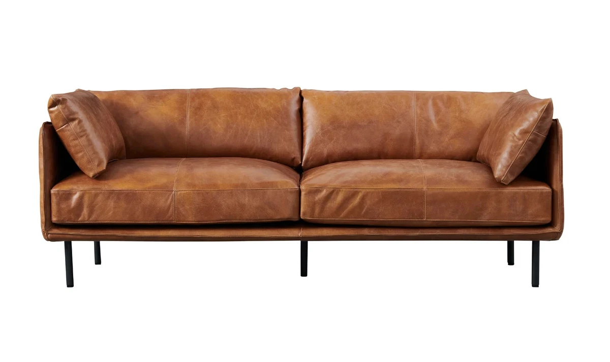 Crafters and Weavers Venezia Industrial Modern Leather Sofa Light