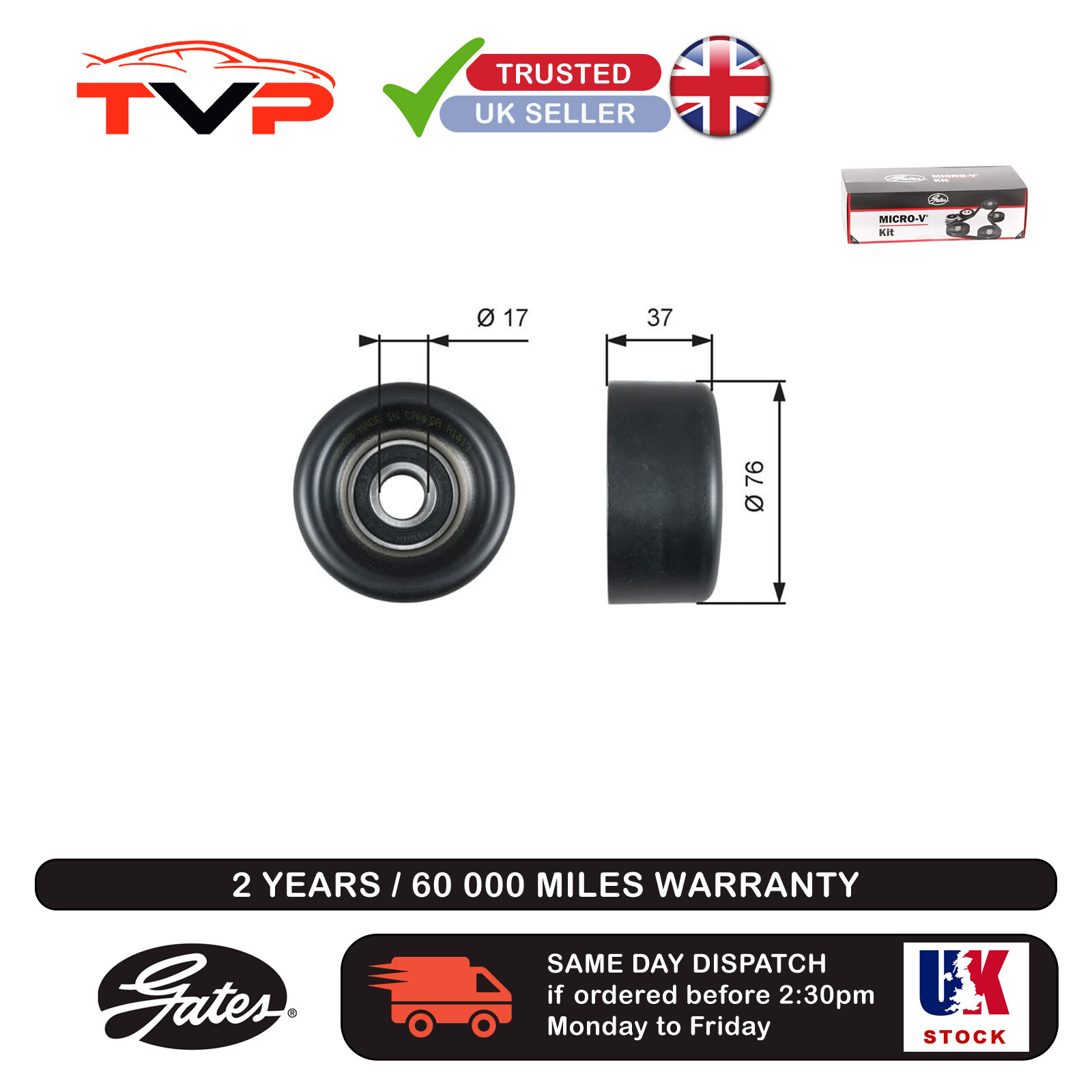 Gates DriveAlign V-Ribbed Belt Idler Pulley - T38028 - Equivalent to OE Quality - Image 20