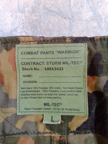 Mil Tec Hose Combat Pants Einsatzhose WARRIOR Flecktarn Paintball Größe: L - Bild 3 von 3