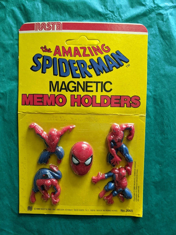 Nasta Amazing Spider-Man Magnetic Memo Holders Vintage 1980  NOS MOC #2055