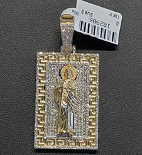 Mens Diamond St Jude Pendant Charm 10K Yellow Gold 1.50ct Real Natural Diamonds