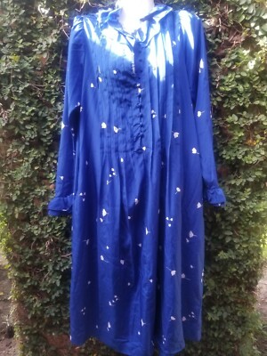 FLORA KUNG Designer 80s vintage royal blue/ white floral printed dress Size  14