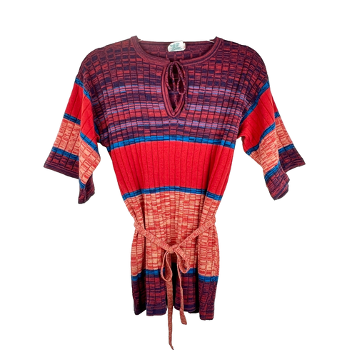 Vintage 60er, 70er Helen Sue Strickpullover mit Gürtel gestreift Damen Gr. M - Bild 2 von 9