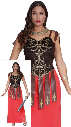 Ladies Gladiator Warrior Costume Adults Spartan Roman Fancy Dress Tiberia Womens - Picture 6 of 9