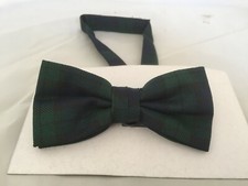 A Black Watch TARTAN MENS Polyester Bow Tie plus FREE Matching Hankie
