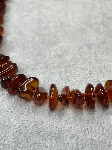 GENUINE Natural Baltic Amber Stone BEADS.COGNAC Color Amber Stone Necklace. - Picture 11 of 16