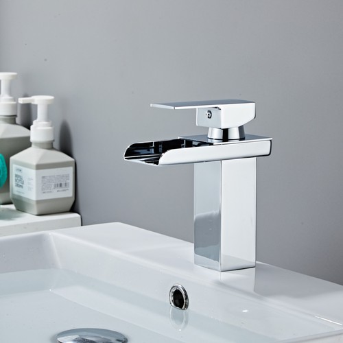 7" Waterfall Bathroom Sink Faucet Chrome Lavatory Mixer Taps - Bild 2 von 7