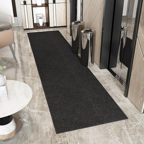Elegante alfombra de corredor negra lisa interior/exterior 2'7" x 14" - ajuste personalizable - Imagen 3 de 11