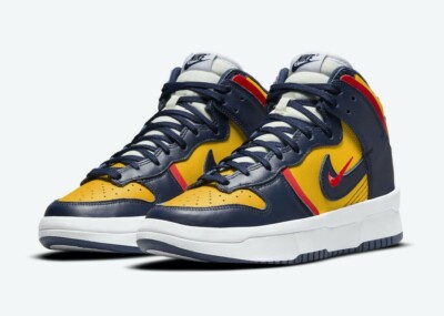 Women's Size 7.5 Nike Dunk High Up 'Rebel Michigan' Casual Shoe Navy DH3718-701