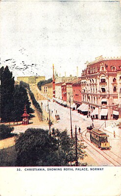 Dixmont Maine Inez Bickford 1909 Cancel Royal Palace Norway Vtg Postcard CP431