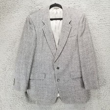 Christian Dior Jacket Mens 44R Gray Virgin Wool Long Sleeve Tweed Blazer Read