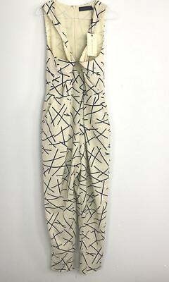 Lavish Alice Overall 12 NEU CREME SCHWARZ Geometrisches Muster spitz zulaufendes Bein Party Damen neu mit Etikett