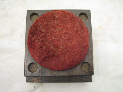 Antique Sewing Notions Thread Wooden Spool Holder Pin Cushion Stand - Picture 3 of 6