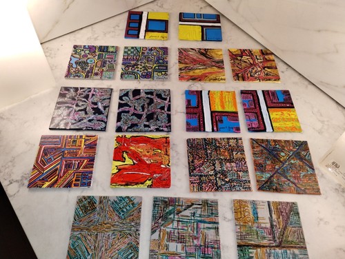 2 Framed (9 inches) Original Signed Modern Abstract Acrylic Oil Paintings w/COA - Picture 20 of 22