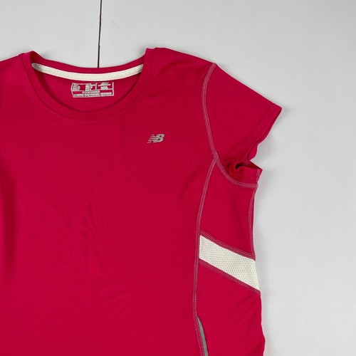 NEW BALANCE T-Shirt Small Pink Womens Short Sleeve Round Neck Gym Running - Picture 4 of 17