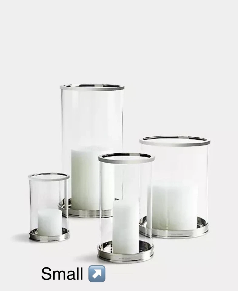 VTG Ralph Lauren Modern Hurricane Lamp - Candle Holder - Early Edition - Silver - Image 4 of 4