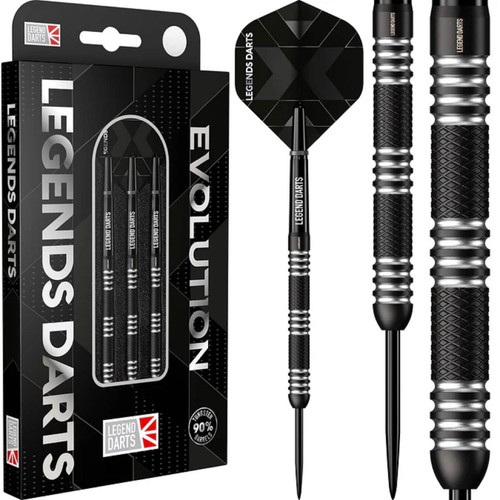 LEGEND EVOLUTION SERIES BLACK 90% TUNGSTEN KNURLED DARTS SET 21g + FREE WALLET - 第 1/3 張圖片