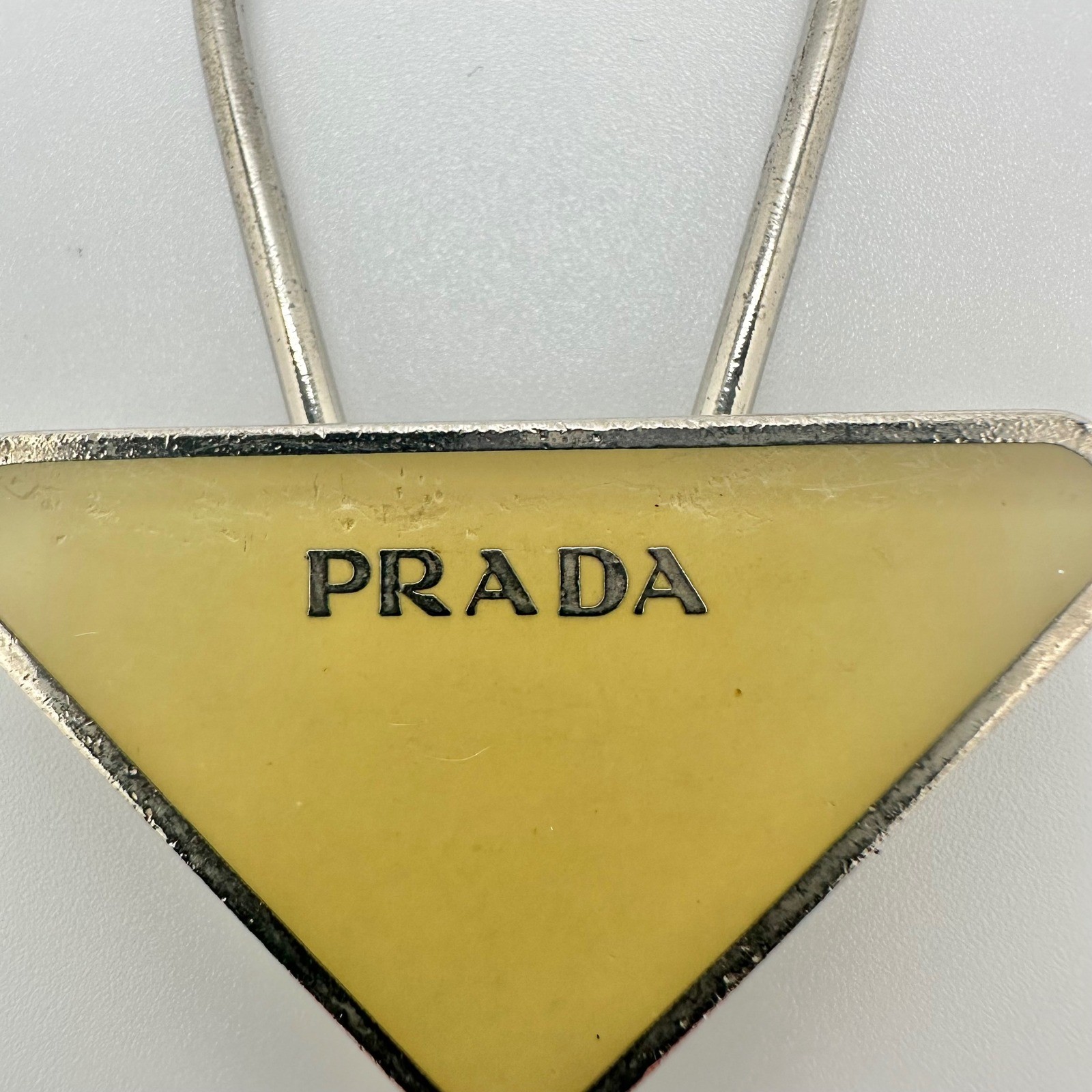 Authentic Prada Triangle Logo Key Ring Keychain Y… - image 2