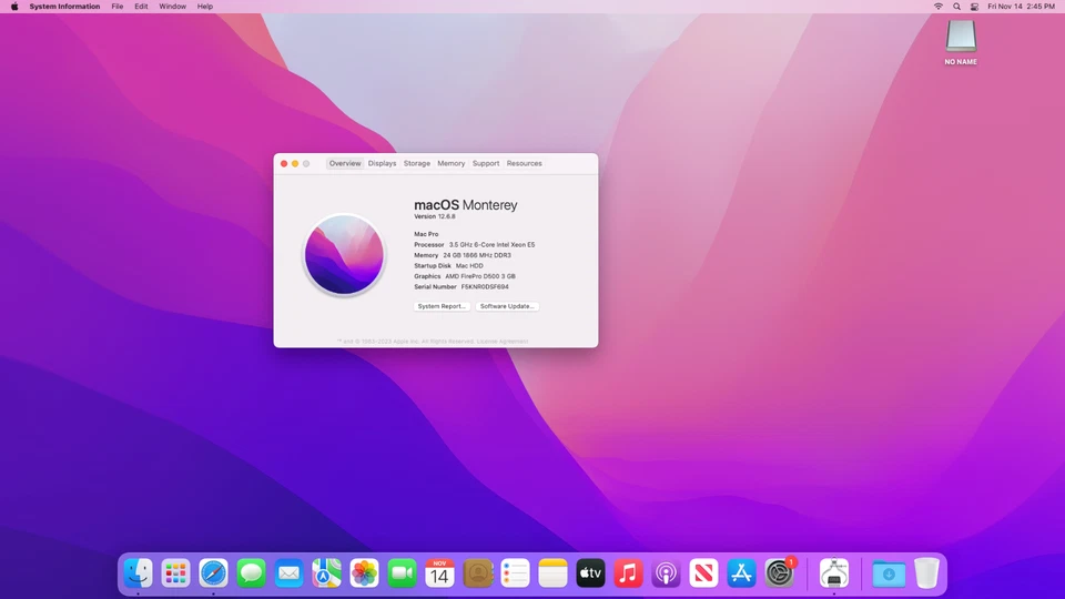 2013 Apple Mac Pro A1481 MD878LL/A 6-Core Xeon E5 3.5Ghz D500 24GB 1TB Monterey - Image 4 of 4