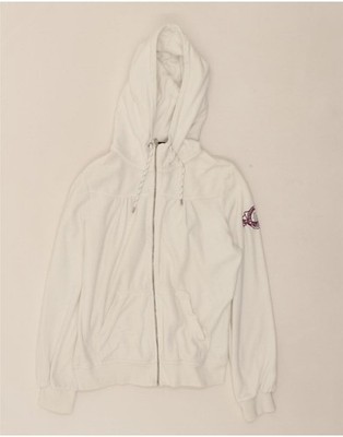 Peak Performance Damen Zip Hoodie Pullover UK 14 Medium weiß Baumwolle AC01