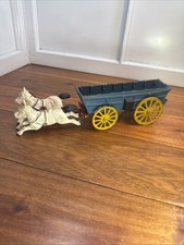 Cast Iron Horse-Drawn Farm Wagon w/ Horses LOT 4 pieces