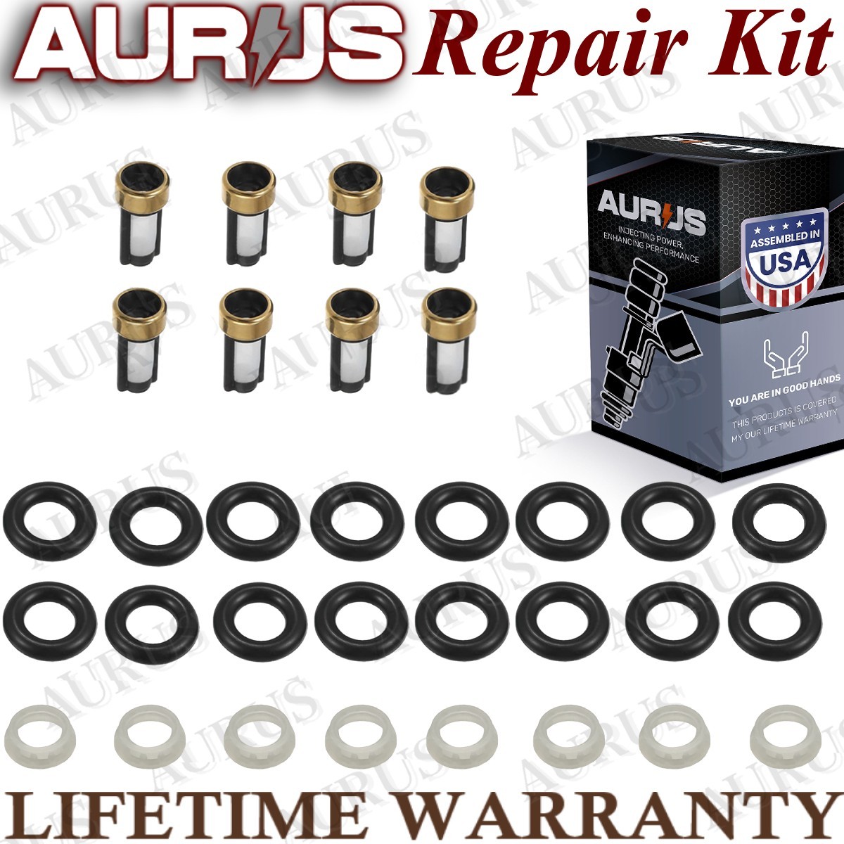 Aurus OEM Set of 8 Fuel Injector Repair Kits for 2003-2006 Porsche Cayenne 4.5L V8 0280156101
