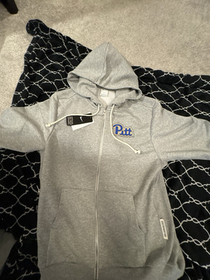 Nike Pitt Pittsburgh Panthers Full Zip Hoodie Gray Dri-FIT Sweatshirt Size M