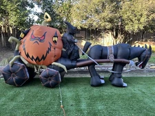 Gemmy Halloween Airblown Inflatable 15ft Grim Reaper w/ Horse & Pumpkin Carriage