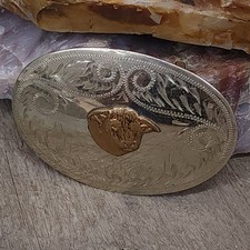 Irvine Jachens German Silver Western Cowboy Rodeo Estate Belt Buckle Bull Head