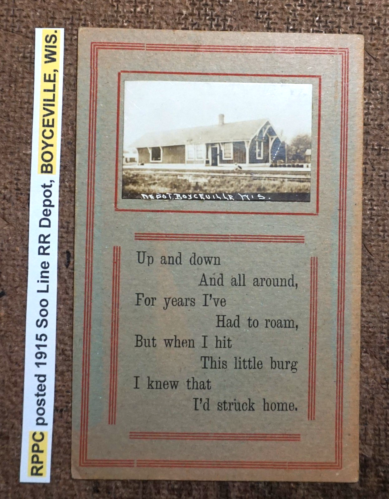RPPC posted 1915 Soo Line Railroad Depot, BOYCEVILLE, WIS. REAL PHOTO ...