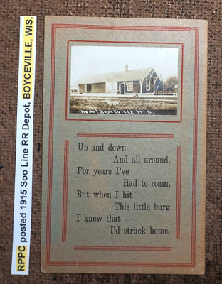 RPPC posted 1915 Soo Line Railroad Depot, BOYCEVILLE, WIS. REAL PHOTO ...