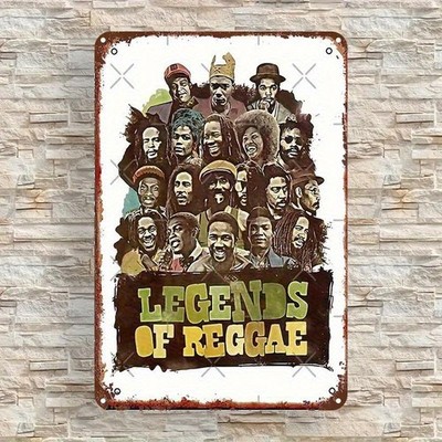 2D Flat 1pc Tin Metal Signs Home Décor Featuring a Collection of Reggae Legends