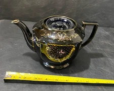 vintage black pottery Japan stoneware teapot decorative