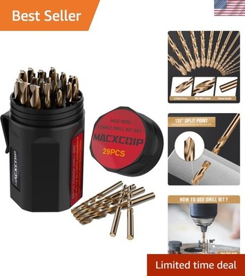 29pcs M35 High Speed Steel Drill Bit Set for Hardened Metal Stainless Cast Iron