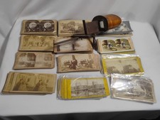 Antique Stereoscope and Over 75 Stereoview Pics War Ships War Pictures Movies
