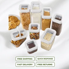 8-Piece Fliplock Pantry Storage Containers Set Airtight Clear Stackable Food New