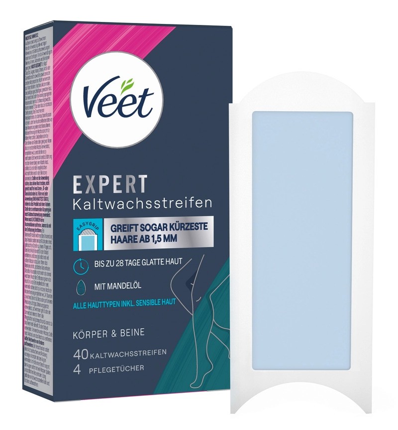 2x 40 Veet Expert Wachs-Streifen für Körper & Beine alle Hauttypen mit MandelÖl