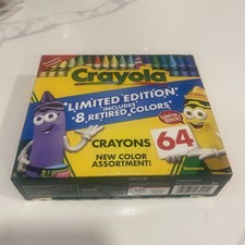 New 64 Count Crayola Limited Edition With 8 Retired Colors Crayons W/ Sharpener
