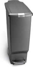 40L 10.6 Gallon Slim Kitchen Step Trash Can Slide Lock Gray Plastic