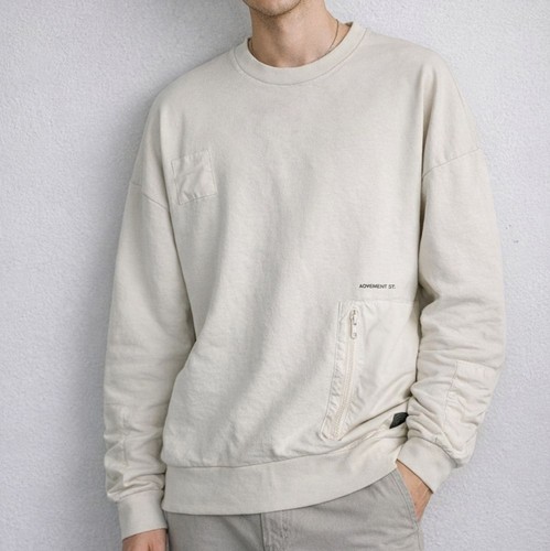 Pull & Bear Urban Movement Cream Sweatshirt Sz L (42) Urban Tech Streetwear Y2K