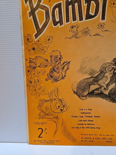 Disney's Bambi 1942 Sheet Music (Lg format) - THUMPER SONG - RARE - Australia - Picture 9 of 11