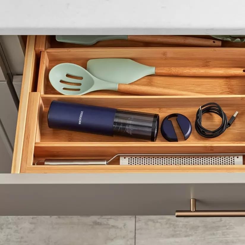 Electric Blue Automatic Wine Opener with Foil Cutter – Battery-Operated Corks...